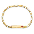 10k Semi-Solid Medical Polished Red Enamel Figaro ID Bracelet
