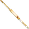 10k Semi-Solid Medical Polished Red Enamel Figaro ID Bracelet