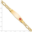 10k Semi-Solid Medical Soft Diamond Shape Red Enamel Figaro ID Bracelet