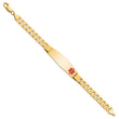 10k Medical Soft Diamond Shape Red Enamel Curb Link ID Bracelet
