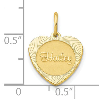 10K Small Heart Disc with Name Charm