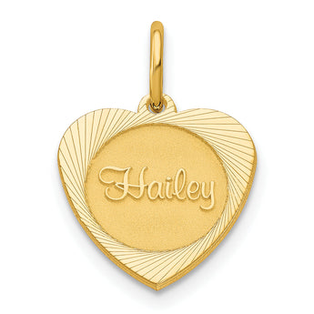 10K Small Heart Disc with Name Charm