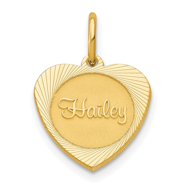 10K Small Heart Disc with Name Charm