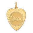 10K Large Heart Disc with Name Charm