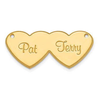 10K Double Heart Name Plate