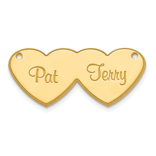 10K Double Heart Name Plate