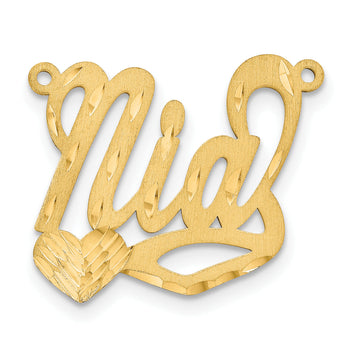 10K Satin Diamond-cut Heart Name Plate