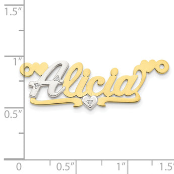 10K Two-tone 3D with Hearts Diamond Name Plate
