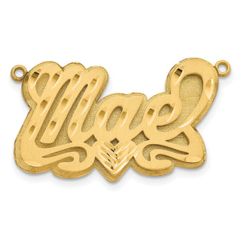 10KY 3D Satin Diamond-cut Heart Name Plate