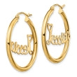10K Satin and Diamond Cut Name Plate Hoop Earrings