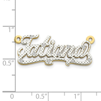 10KY and Rhodium 3D Diamond Name Plate