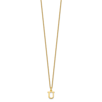 10KY Cutout Letter U Initial Necklace