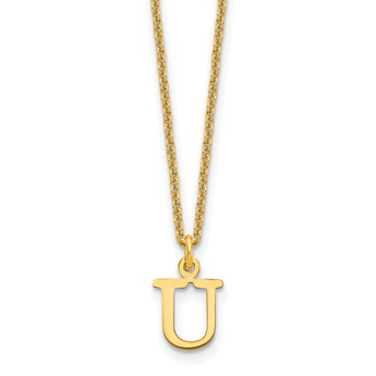 10KY Cutout Letter U Initial Necklace