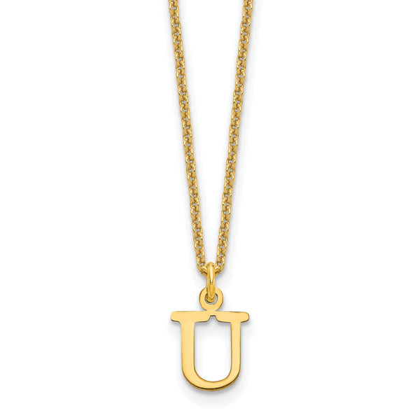 10KY Cutout Letter U Initial Necklace