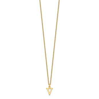 10KY Cutout Letter V Initial Necklace