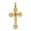 10K Polished Amethyst Cross Pendant