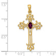 10K 5x3mm Oval Rhodolite Garnet cross pendant - Birthstone Company