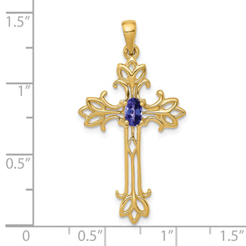 10K 5x3mm Oval Tanzanite cross pendant