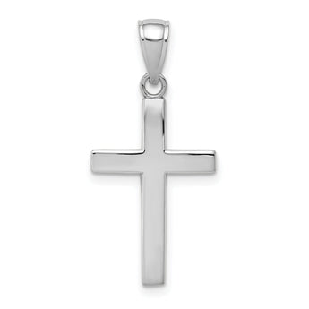 10k White Gold Polished Cross Pendant