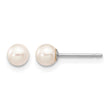10k White Gold 4-5mm White Round Freshwater Cultured Pearl Stud Post Earrings - Birthstone Company