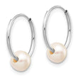 10k White Gold 5-6mm White Freshwater Cultured Pearl Endless Hoop Earrings - Birthstone Company