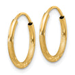 10k 1.5mm Satin Diamond-cut Endless Hoop Earrings
