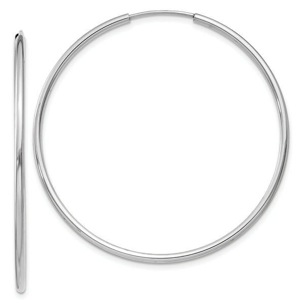10k White Gold 1.5mm Polished Endless Hoop Earrings