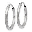 10k White Gold 2mm Diamond-cut Endless Hoop Earrings