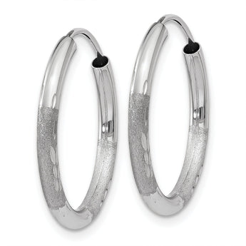 10k White Gold 2mm Diamond-cut Endless Hoop Earrings