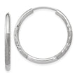 10k White Gold 2mm Diamond-cut Endless Hoop Earrings