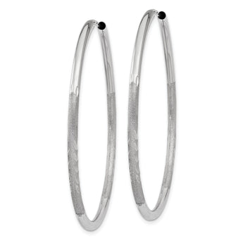 10k White Gold 2mm Diamond-cut Endless Hoop Earrings