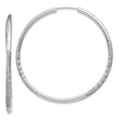 10k White Gold 2mm Diamond-cut Endless Hoop Earrings