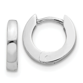 10k White Gold Polished Round Hinged Hoop Earrings