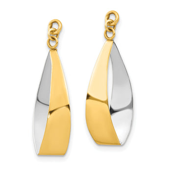 10k Polished & Rhodium Reversible Dangle Earring Jackets