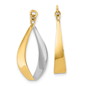 10k Polished & Rhodium Reversible Dangle Earring Jackets