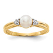 10K Diamond and Fresh Water Cultured Pearl Ring