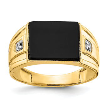 10K Men's Onyx and Diamond Ring