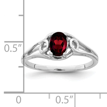 10K White Gold 6x4mm Oval Garnet ring