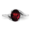 10K White Gold 8x6mm Oval Garnet AA Diamond ring
