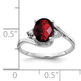 10K White Gold 8x6mm Oval Garnet AA Diamond ring