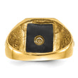 10k Men's Polished, Antiqued & Textured Onyx Masonic Ring