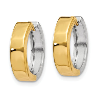 10k Two-tone Hinged Hoop Earrings