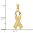 10k Gold Polished Survivor Ribbon Pendant