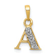 10K and Rhodium Diamond Initial A Pendant