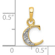 10K and Rhodium Diamond Initial C Pendant