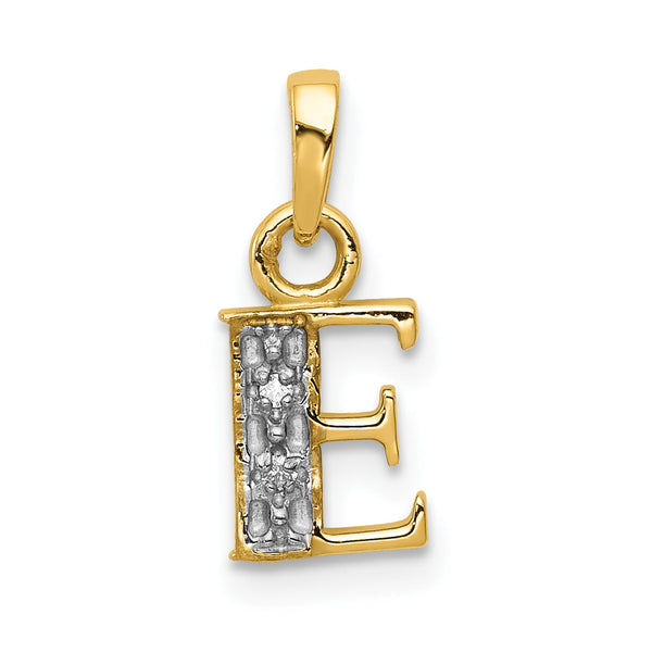 10K and Rhodium Diamond Initial E Charm