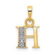 10K and Rhodium Diamond Initial H Charm