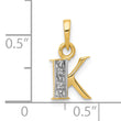 10K and Rhodium Diamond Initial K Charm