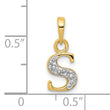 10K and Rhodium Diamond Initial S Charm