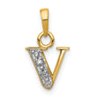 10K and Rhodium Diamond Initial V Charm
